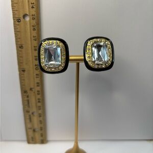 Elegant Black and Gold Clip on Earrings